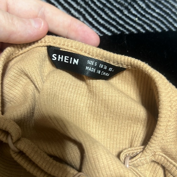 Shein Tan Spaghetti String Crop Top - Picture 3 of 3
